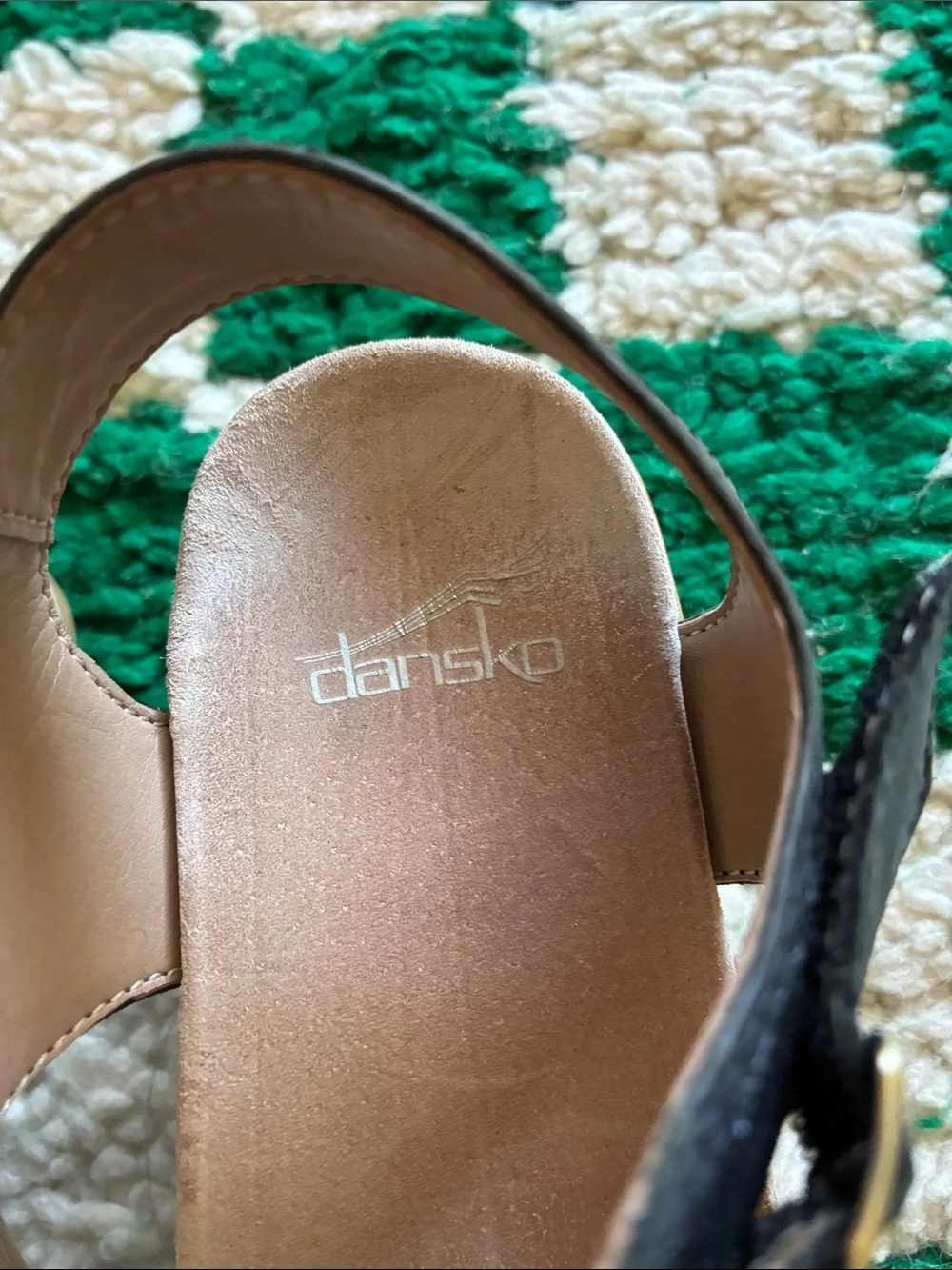 Dansko Women's Black Platform Sandals with Wood-Effect Heel - Picture 3 of 7